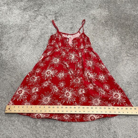 Rewind Linen Blend A-Line Sun Dress Womens Large Red Floral Spaghetti Strap Boho - Picture 7 of 12